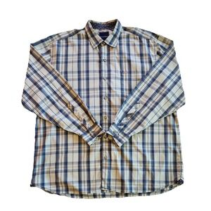 Tommy Bahama Mens Button Up Shirt Sz 2XL Plaid Blue Green Preppy Casual Office